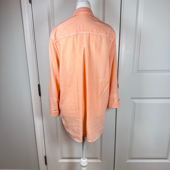 Bella Dahl Peach Tencel Button Down Shirt M Coastal Resort Soft Lyocell Top - Picture 3 of 7